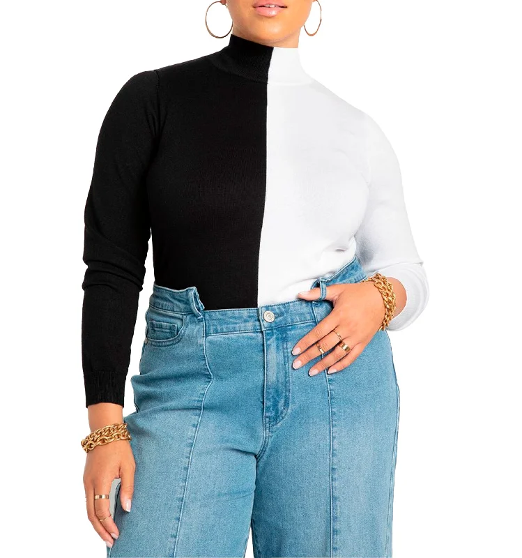 Huge Discounts Vertical Colorblocked Turtleneck