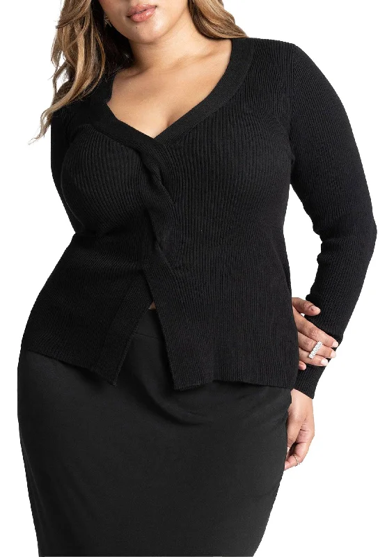 Don't Wait Twisted Cable Cutaway Sweater