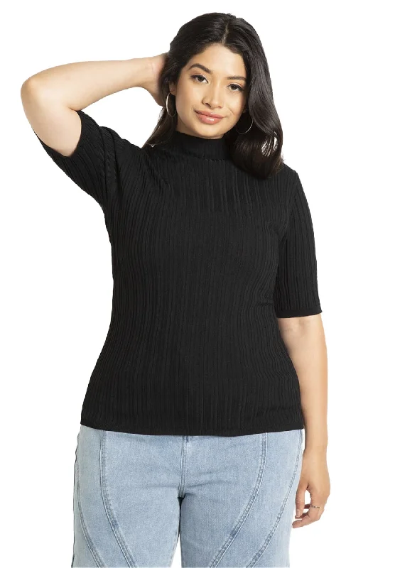 Exclusive Access Sleek Funnel Neck Elbow Sleeve Sweater