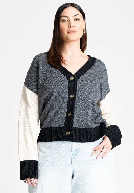Amazing Deals Colorblocked Boxy Cardigan