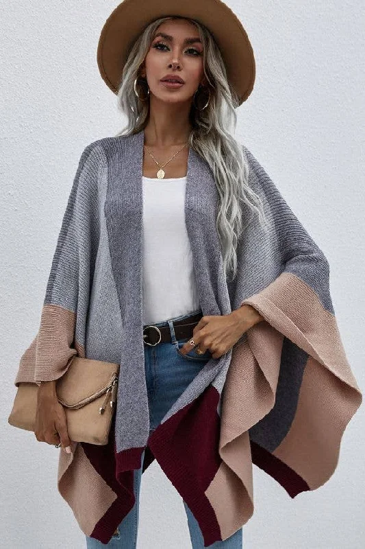Fantastic Deals Naturally Beautiful Multi Color Block Wrap Cardigan