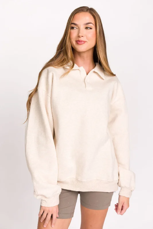 Final Markdown Airport 100% Cotton Sweatshirt in Oat