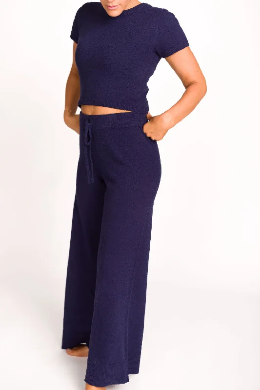 Discount Deals Andre Knit Top and Pants Set in Navy