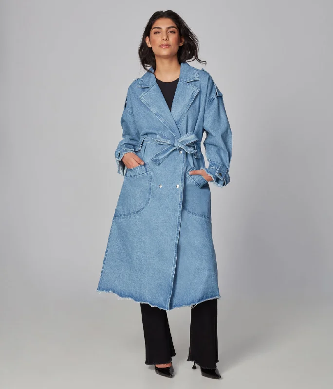 Early Bird Discount AVERY-PB  Denim Trench Coat