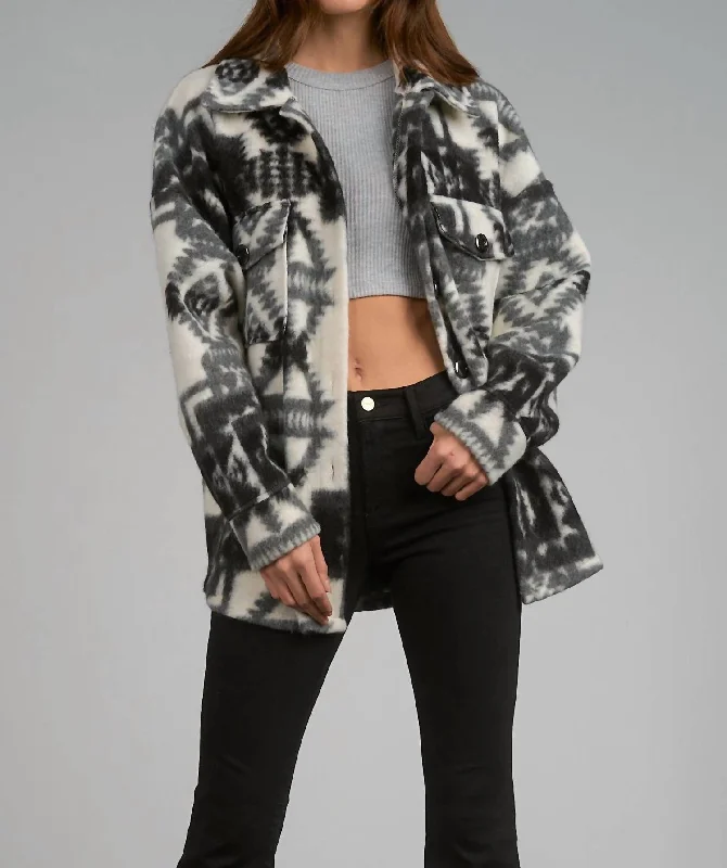 Major Savings Aztec Print Jacket in Black