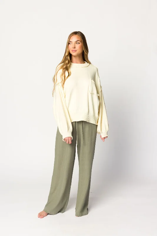 Early Access Kaylee Balloon Sleeve Sweater in Provence Cream