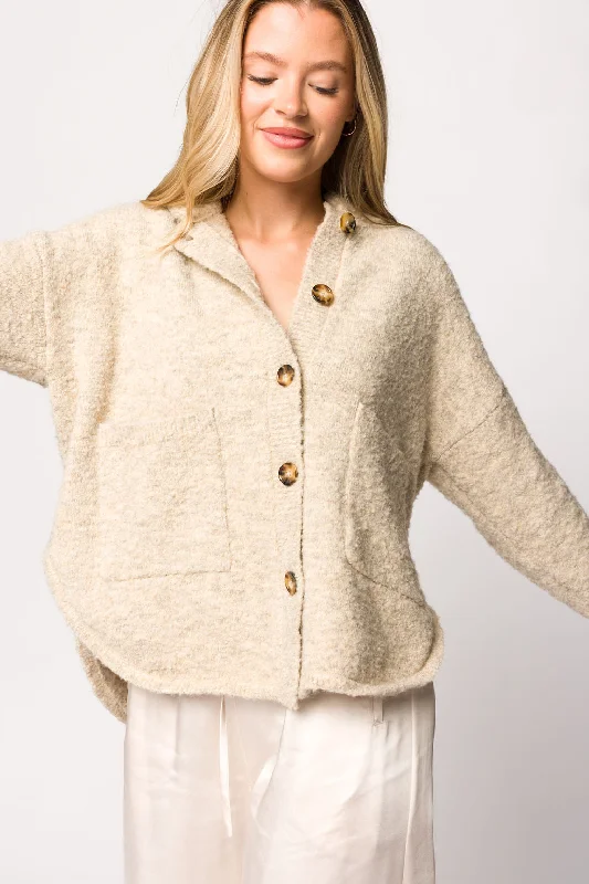 Season Finale Sale Lillian Boucle Knit Cardigan In Oat