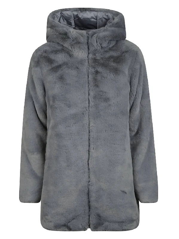 Mega Sale Bridget Reversible Alternative Down Faux Fur Jacket In Blue Fog