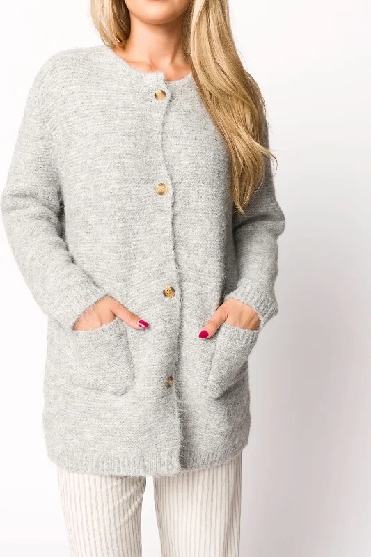 Price Fest Glenn Button Down Sweater Cardigan in Silver