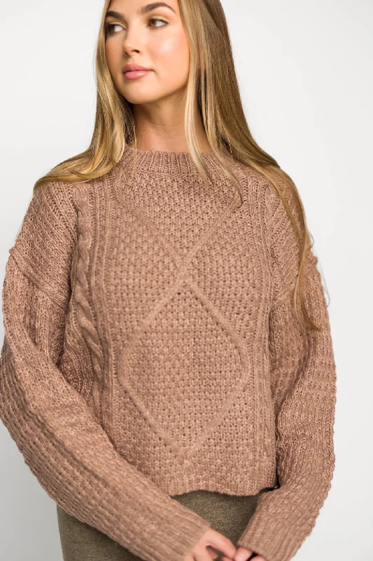 Bargain Prices Dove Cable Front Sweater in Dusty Orchid
