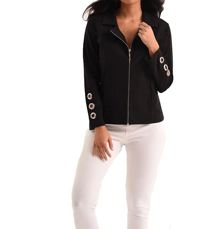 Deal Mania Carter Moto Grommet Jacket In Black