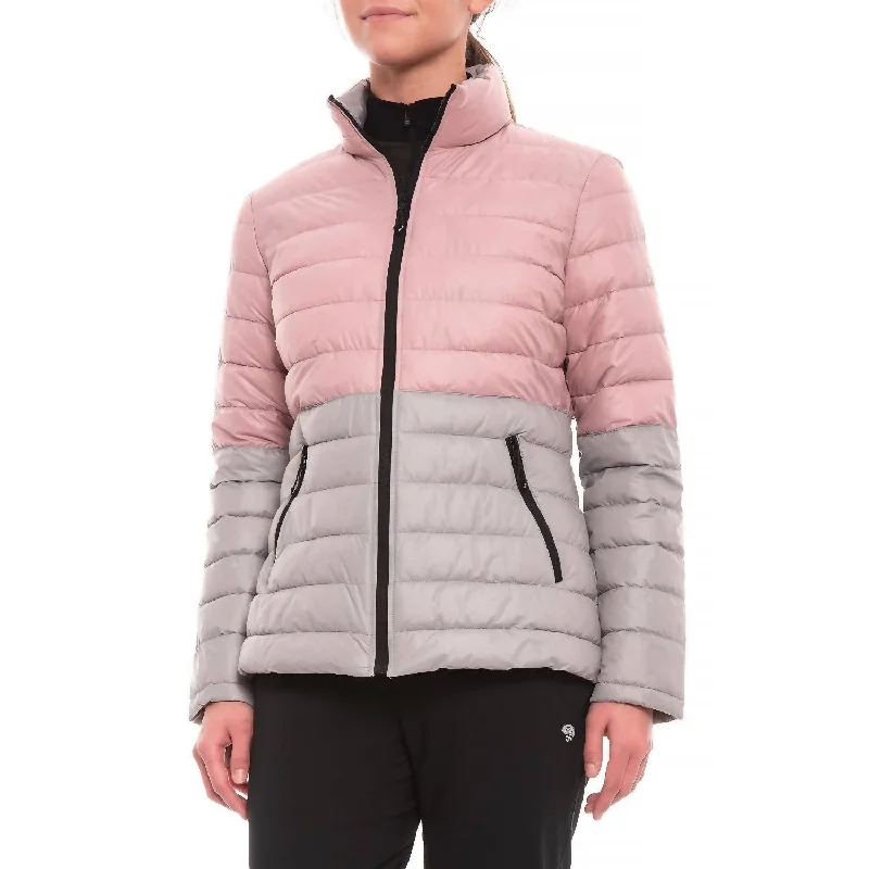 Super Bargain Color Block Packable Coat in Pink