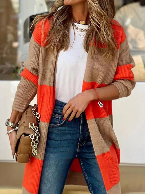 Unbeatable Prices Contrast Open Front Long Sleeve Cardigan