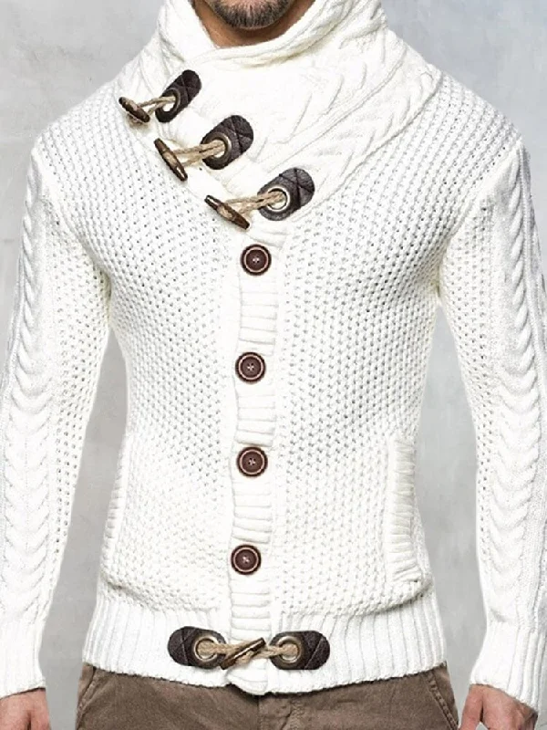 Act Fast Fashion Knitted High Collar Button Sweater