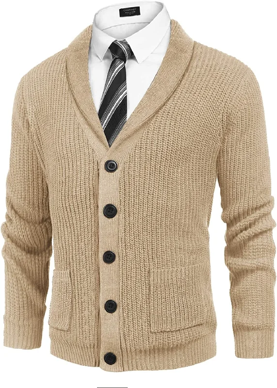 Can't Miss Lapel Button Up Cable Knit Cardigan with Pockets (US Only)