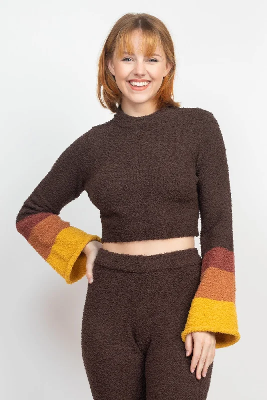 Year-End Clearance Cozy Obmbre Knit Crop Sweater