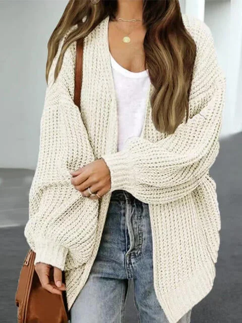 Unmissable Offer Drop Shoulder Balloon Sleeve Cardigan