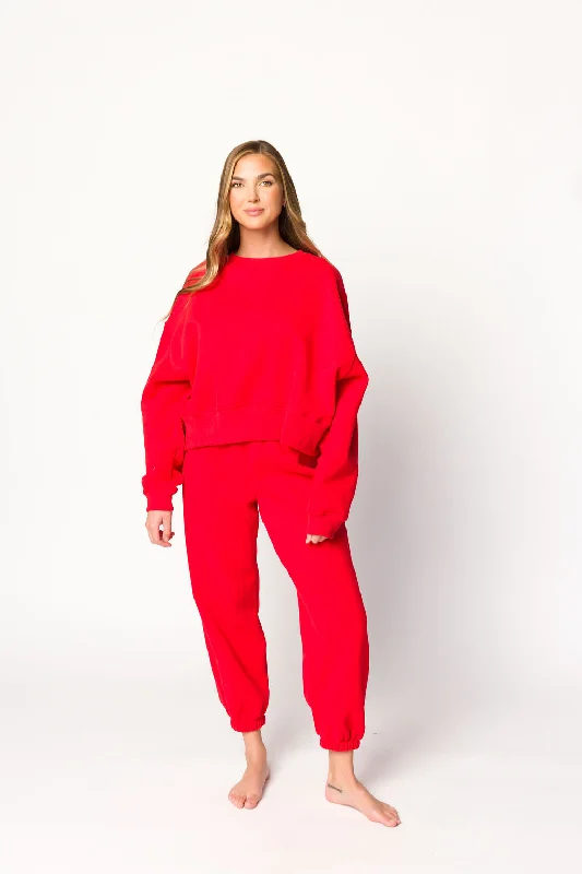 Price Buster Comfy Cozy Sweatshirt and Sweatpants Set in Red