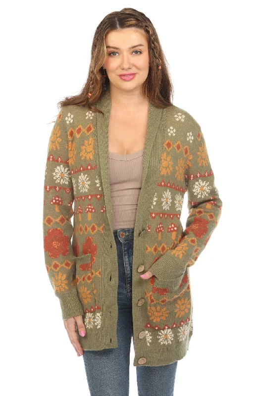 Final Clearance Fair Isle Mushroom Cardigan