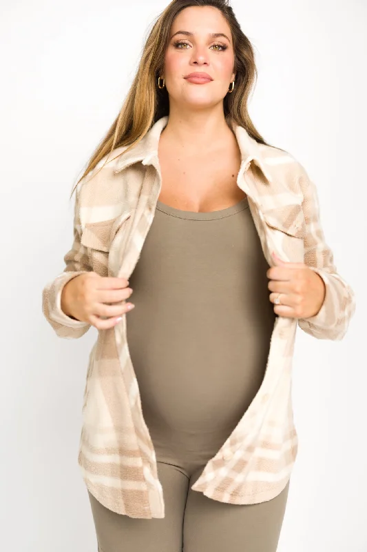 Big Discounts Fall for It Fleece Cozy Shacket in Brown Plaid