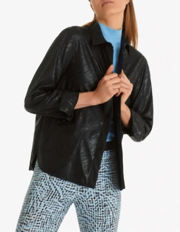 Price Drop Alert Faux Leather Tiger Shirt Jacket in Black