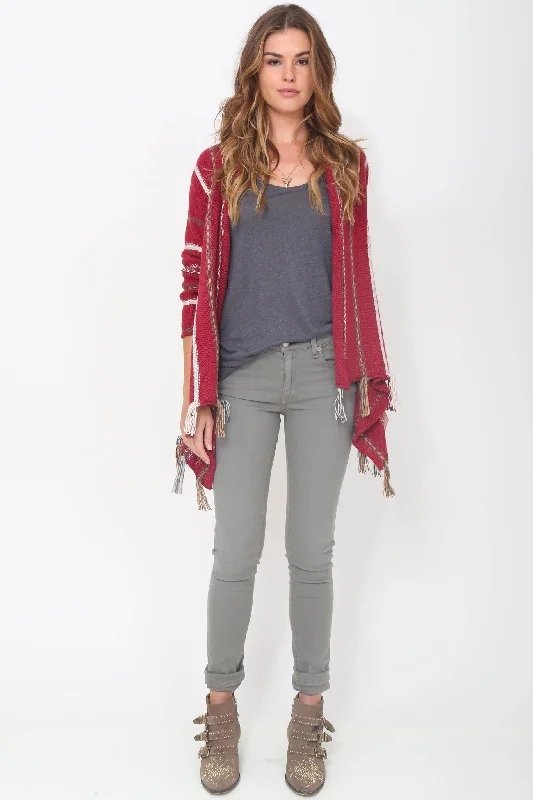 Time-Limited Offer Kaya Handloomed Baby Alpaca Fringe Cardigan in Navajo