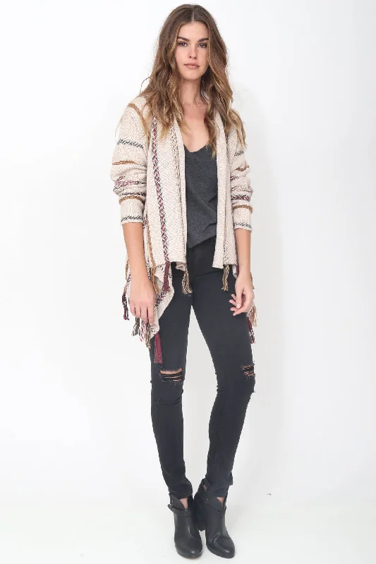 Unmissable Offer Kaya Handloomed Baby Alpaca Fringe Cardigan in Rosewood
