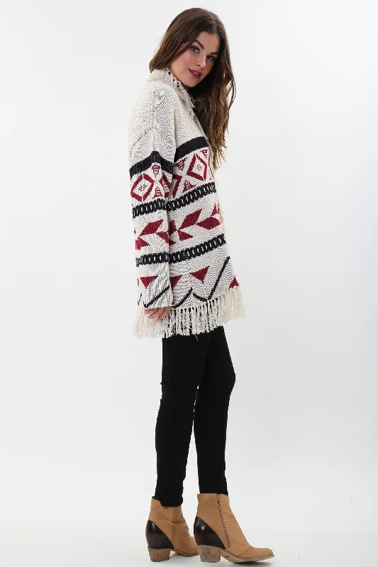 Exclusive Deal Kayden Fringe Cardigan in Autumn Fire