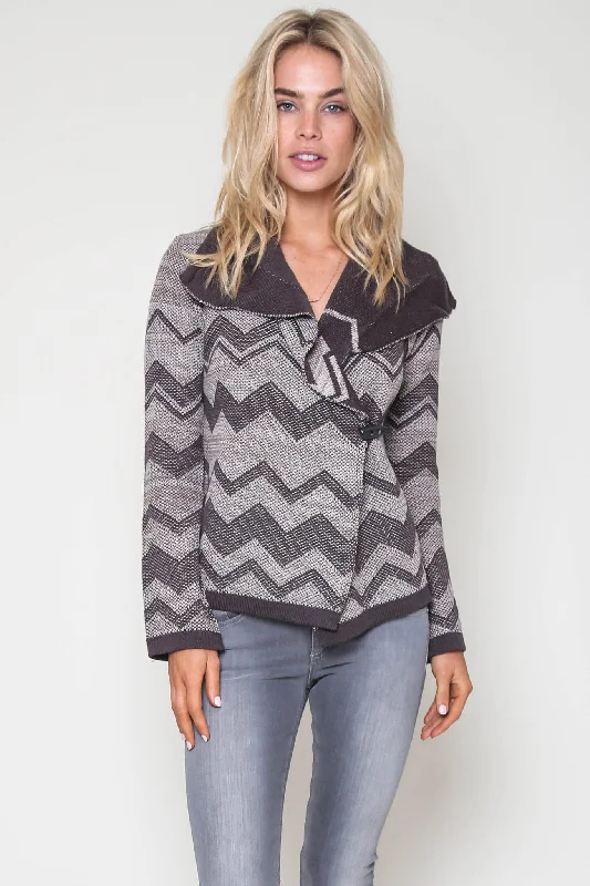 Seasonal Sale Malik Chevron Knit Jacket in Quarry Rock