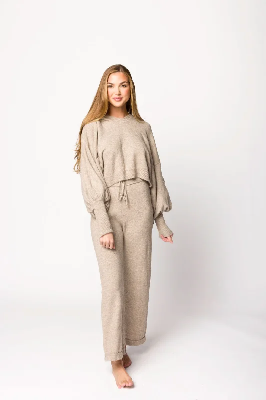 Massive Deals Trix Hoodie Pullover Sweater Top and Pants Set in Mocha
