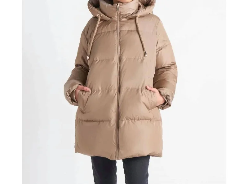 Low Prices Hooded Puffer in Prairie Beige