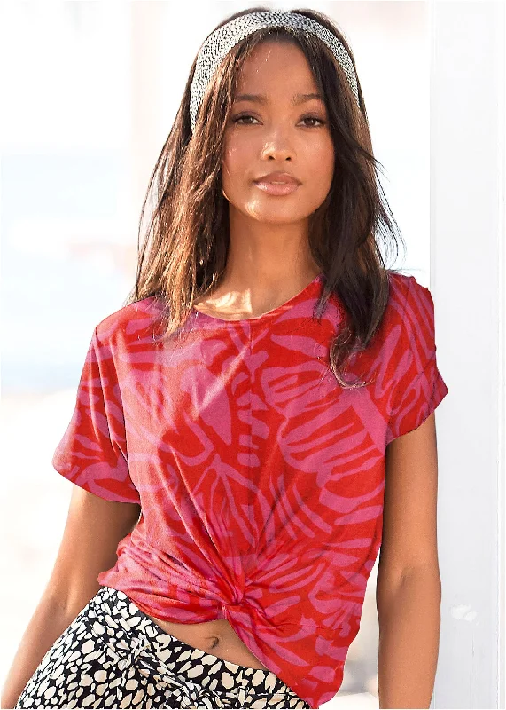 Amazing Deals Knot Twist Tee - Pink & Red