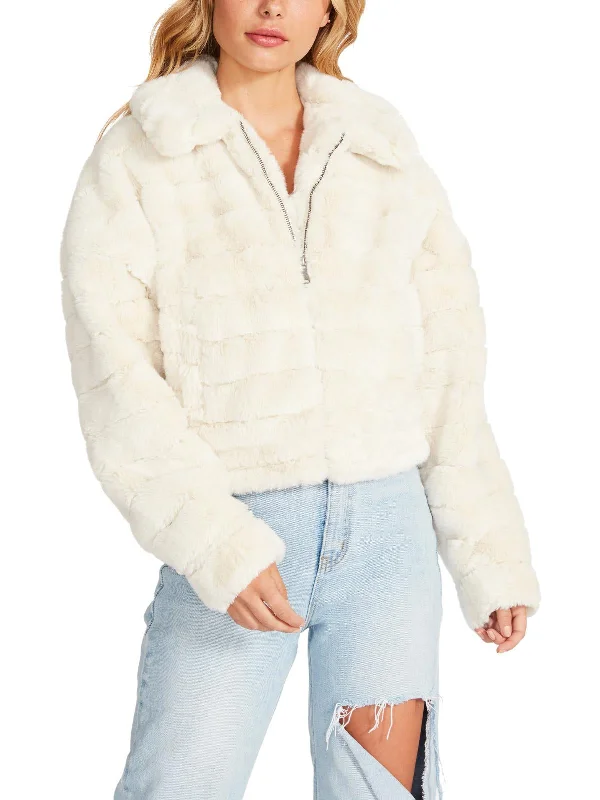 Don’t Miss Out Just Fuzz Womens Faux Fur Cropped Faux Fur Coat