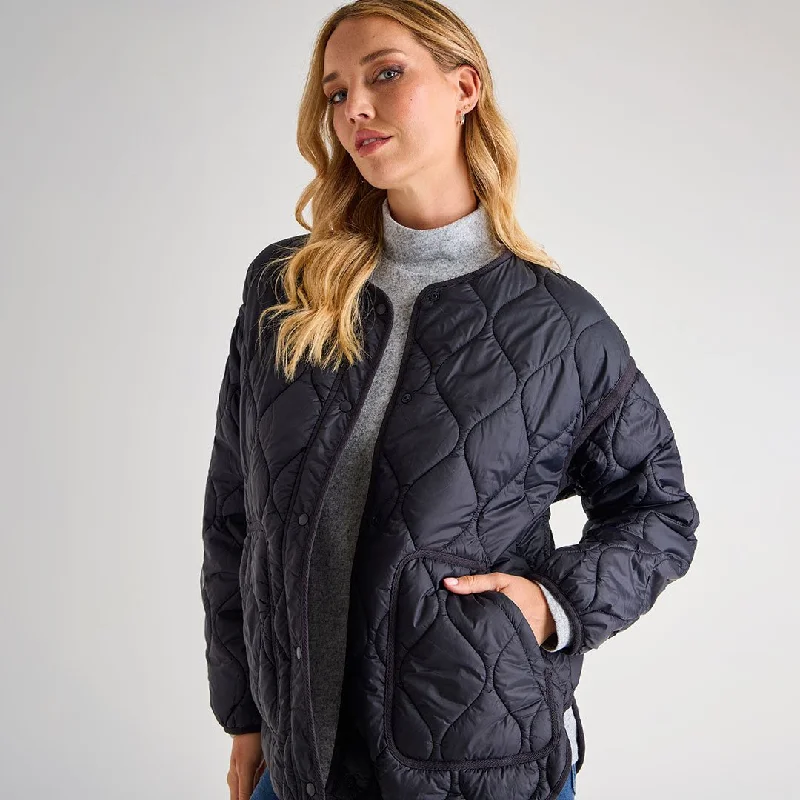 Big Discounts Ladies Oversized Black Quilted Jacket