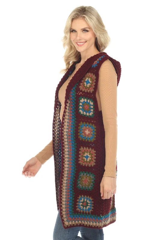Online Specials Long Hoodie Granny Square Vest