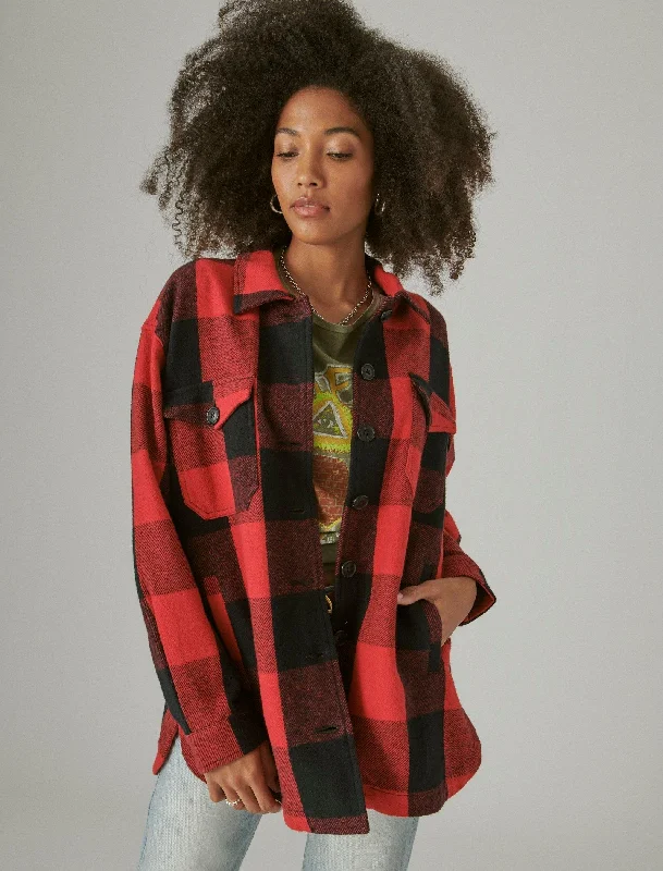 Hurry In Lucky Brand Women's Plaid Oversized Shirt Jacket