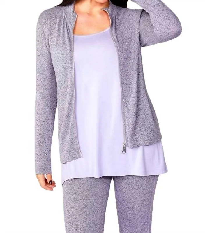 Blowout Sale Melange Zip Jacket In Lilac