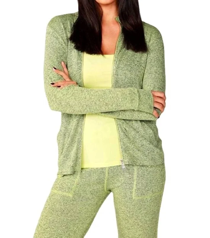 Instant Savings Melange Zip Jacket In Lime