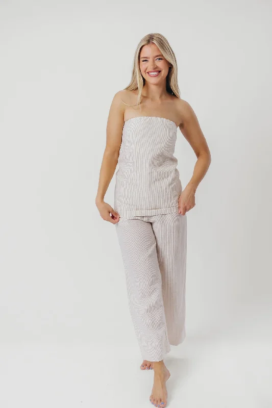 Act Now Myrna Linen Top in Khaki