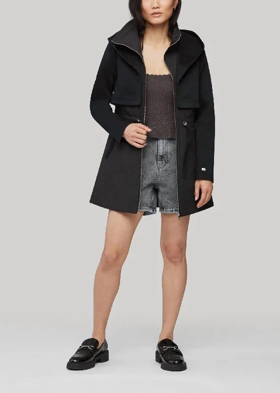 Exclusive Savings Mixed Media Coat With Dramatic Hood And Thermolite Fill In Black