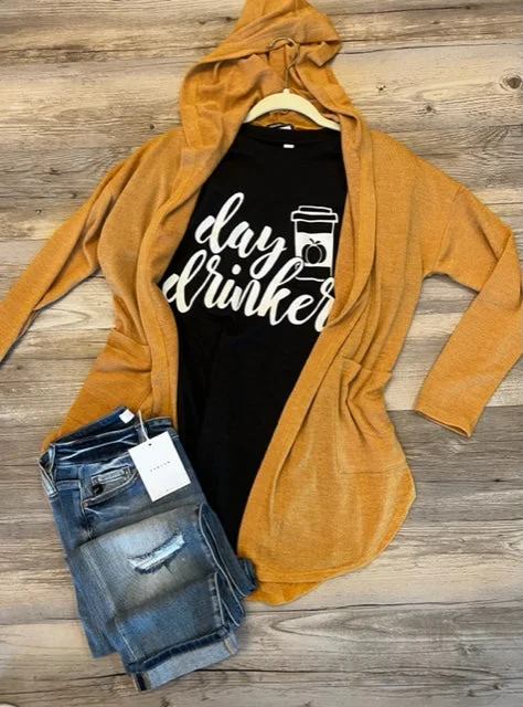 Flash Deals Mustard Hooded Cardigan
