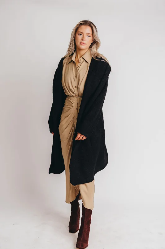 Act Fast Noah Oversized  Hooded Two Pocket Coatigan in Black *LUXURY ITEM*