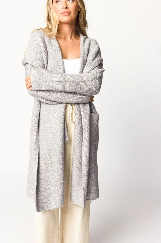 Exclusive Deal Noah Oversized  Hooded Two Pocket Coatigan in Platinum *LUXURY ITEM*