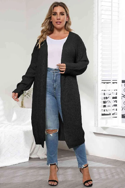 Year-End Clearance Plus Size Open Front Long Sleeve Cardigan