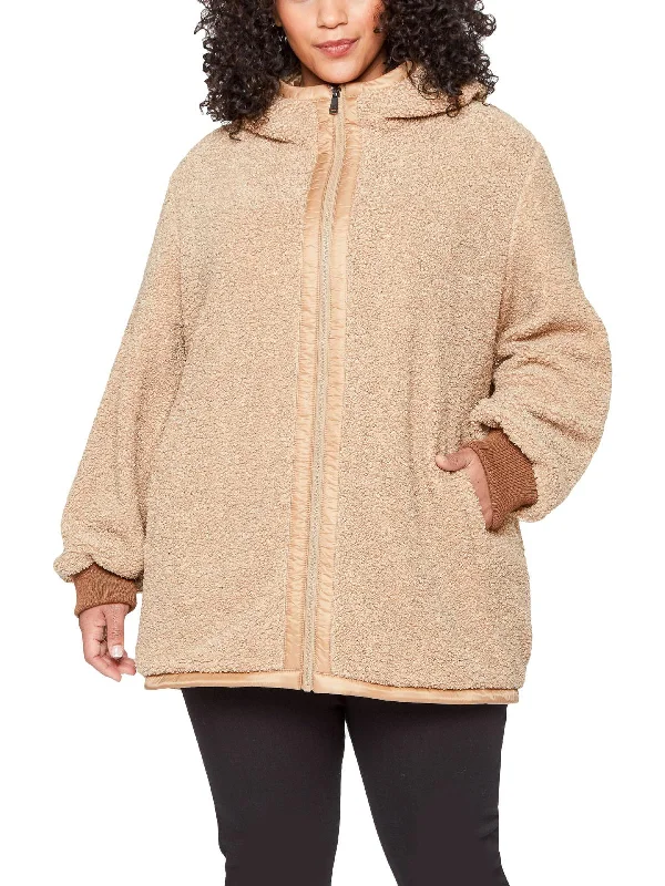 Don't Wait Plus Womens Shearling Warm Faux Fur Coat