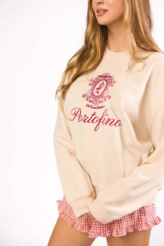 Markdown Madness Portofino Italy Relaxed Sweatshirt in Mascarpone