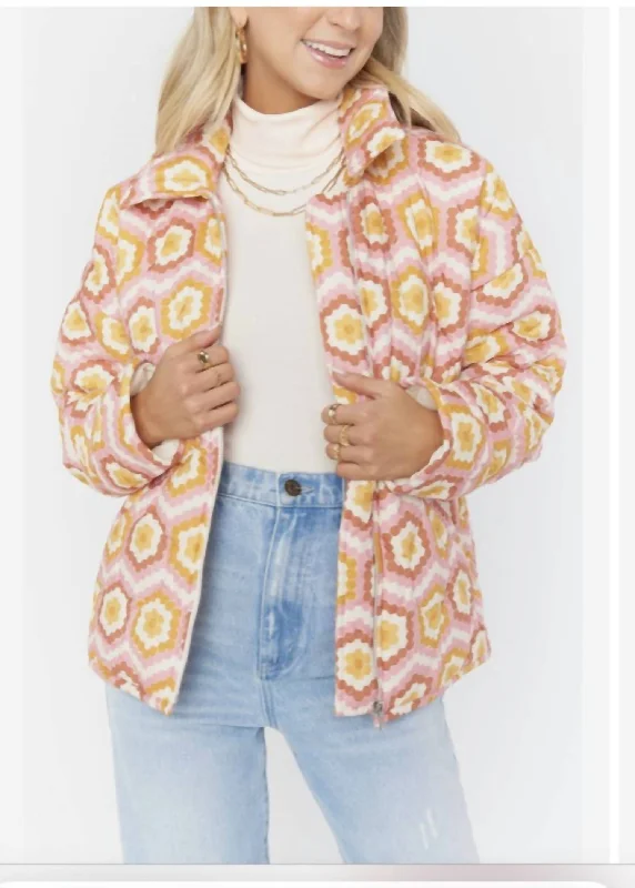 Bonus Savings Power Puffed Honeycomb Jacket In Honeycomb Daisy