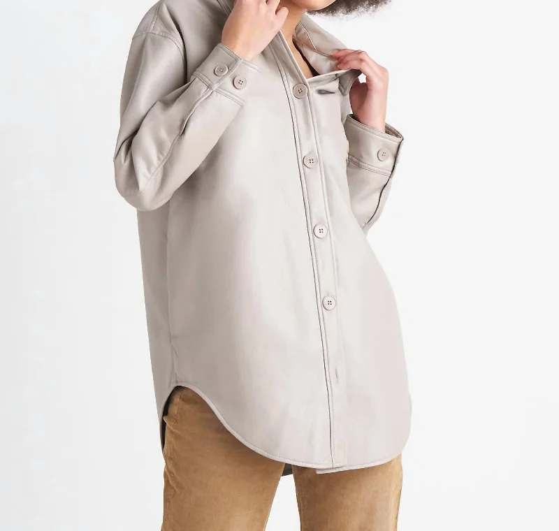 Fantastic Deals Pu Shacket in Light Beige