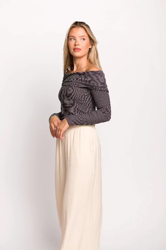 Reduced Prices Rowena Knit Top in Black/White Stripe