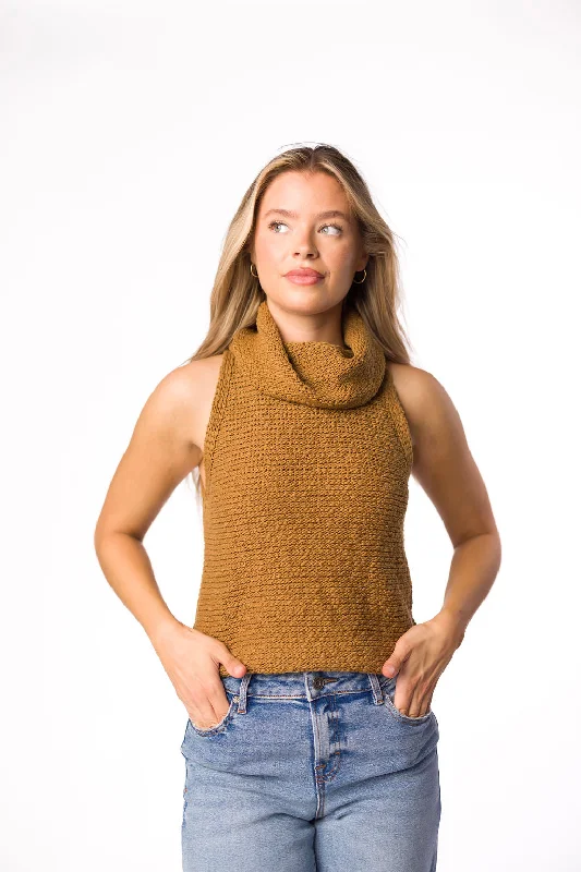 Final Clearance Salma Sweater Crop Top in Coffee